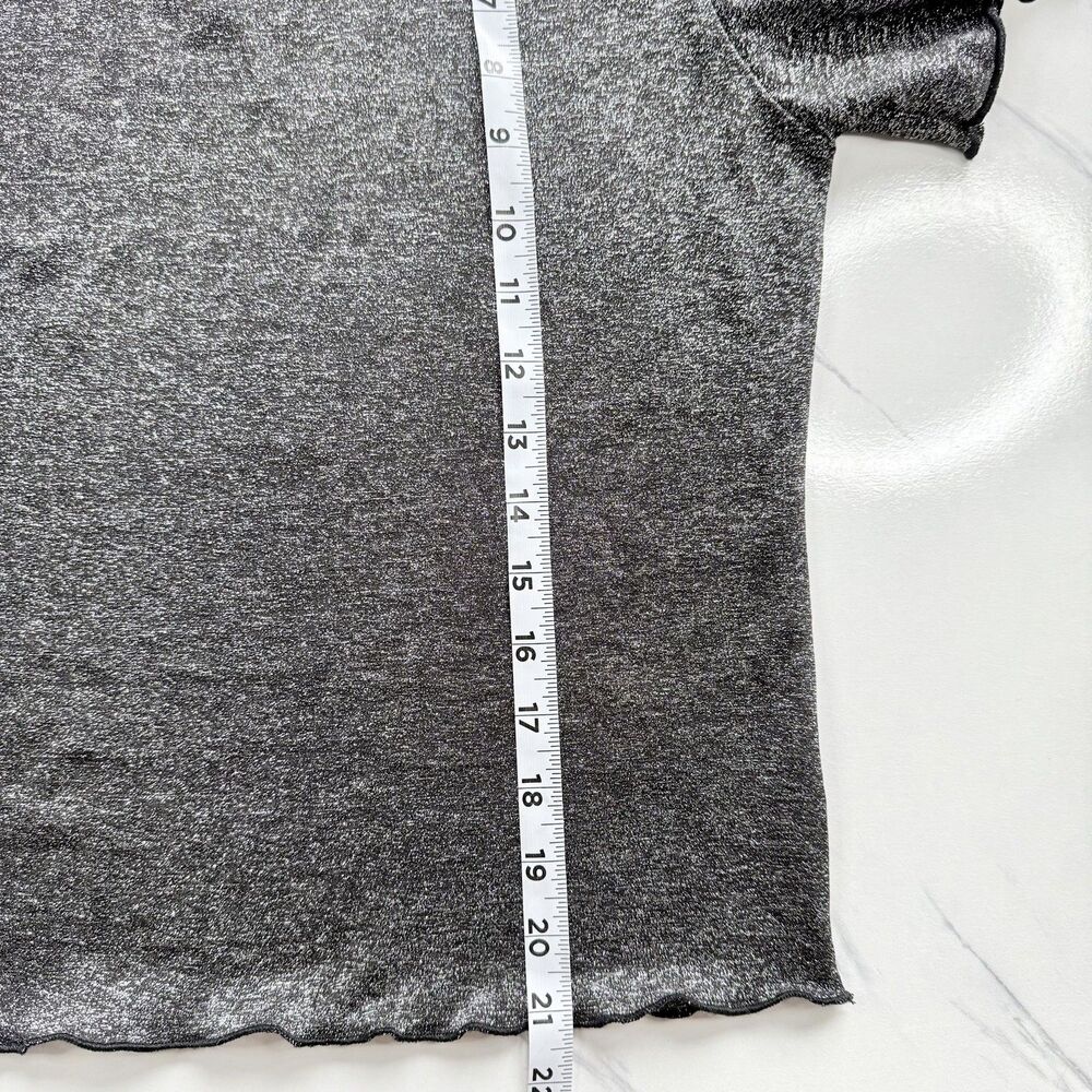 EUC Urban Outfitters Shimmer Y2K Baby T Silver Metallic Crop Top Lettuce Hem XL - Picture 12 of 13